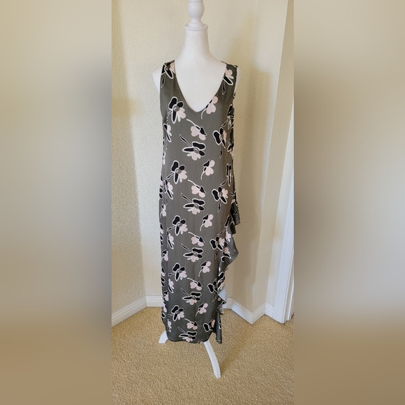 King Kong Green Floral Dress made in Italy, size Medium (oversized) - Picture 2 of 5